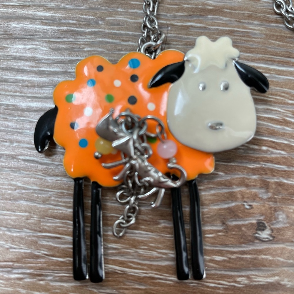 New! Whimsical spotted lamb collar with a cute sheepdog friend. ๐!! - Picture 3 of 5